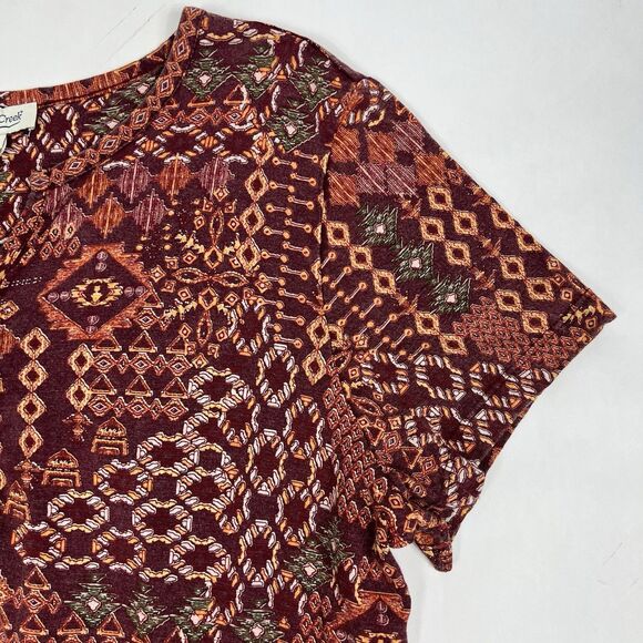 NEW Coldwater Creek Southwestern Aztec Short Sleeve Henley Top Women’s Large - Picture 5 of 10